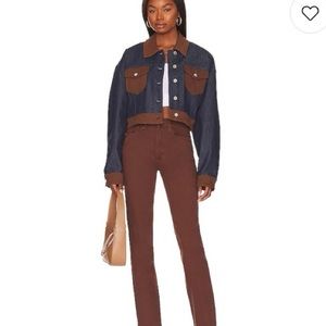 WeWoreWhat Coated Icon Stretch Twill Denim Jean - Cacao. Never worn, tags on!